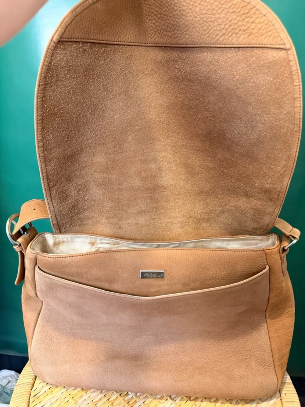 Vintage Eddie Bauer Saddle Tan Leather Messenger Bag
